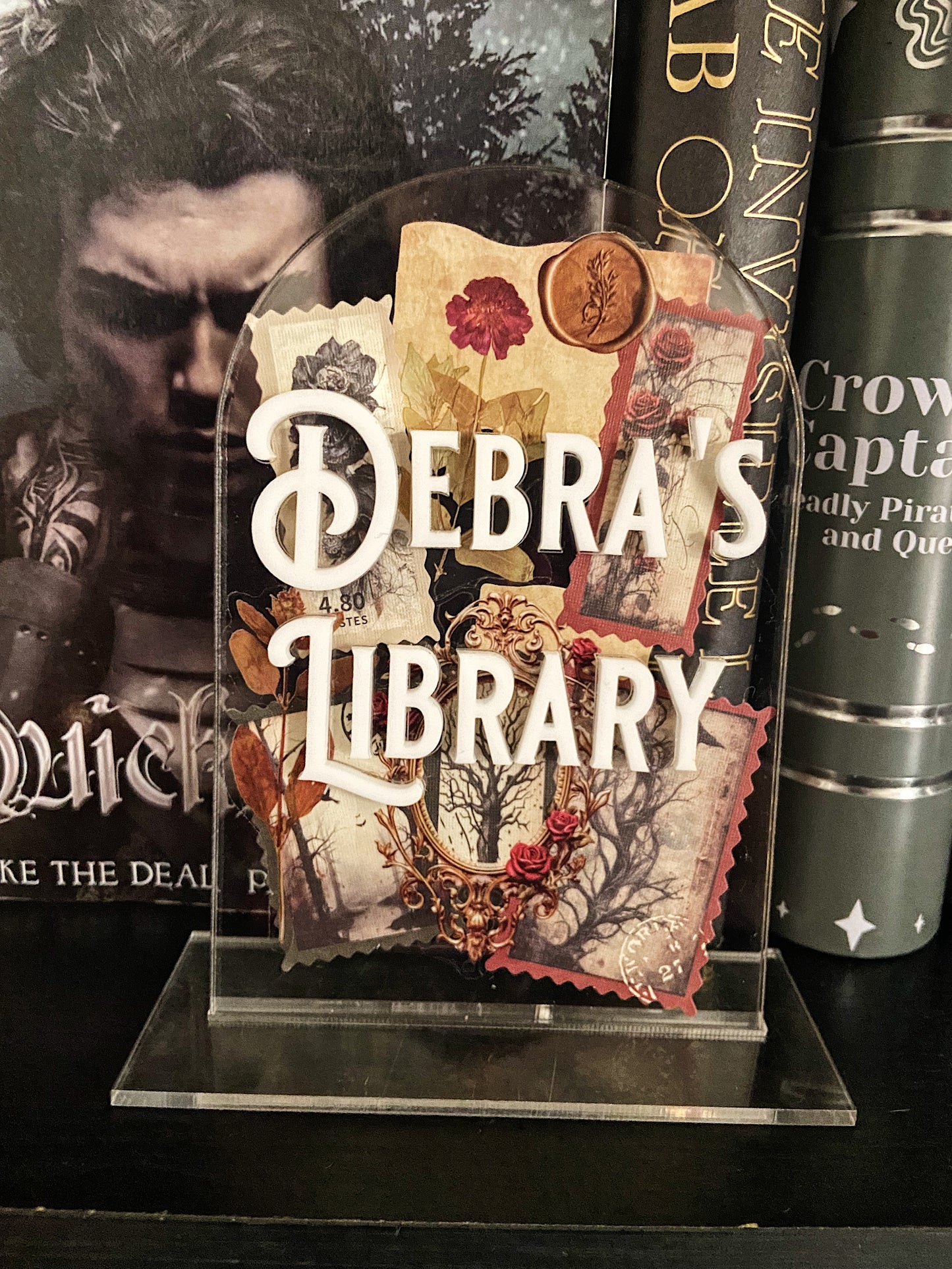 Clear Acrylic Gothic Dark Academia Themed Custom Library Sign