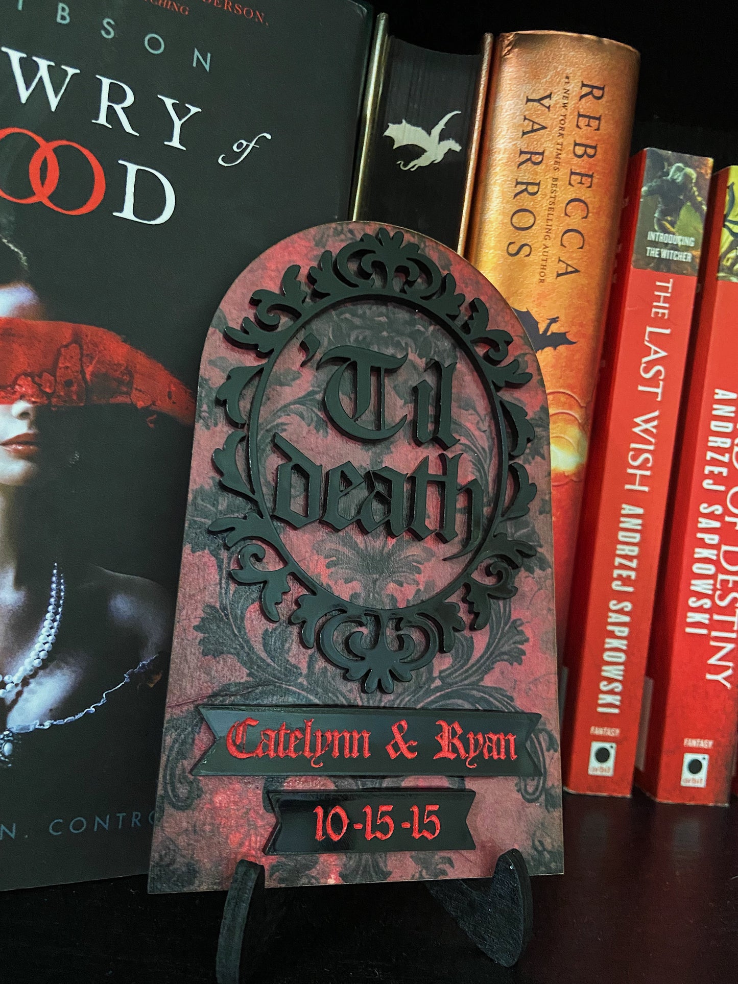 ‘Til Death Custom Bookshelf Sign, Desk Sitter