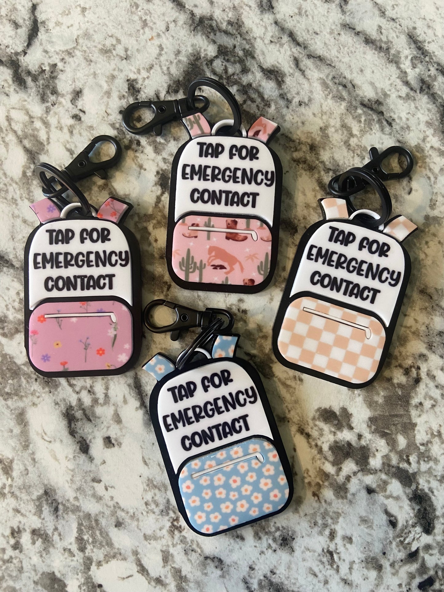 Emergency Contact Backpack Themed Keychain - NFC Tag Keychain