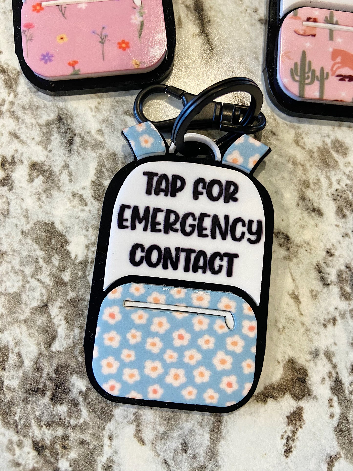 Emergency Contact Backpack Themed Keychain - NFC Tag Keychain