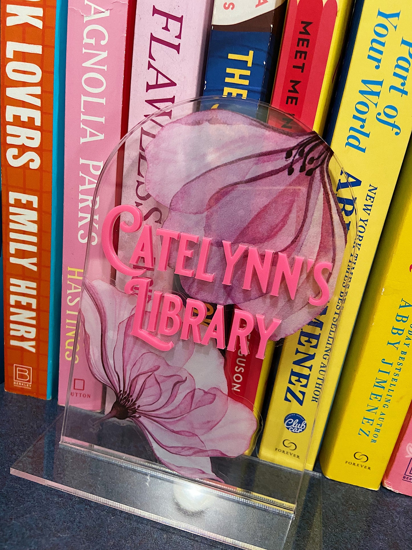 Clear Acrylic Floral Custom Library Sign