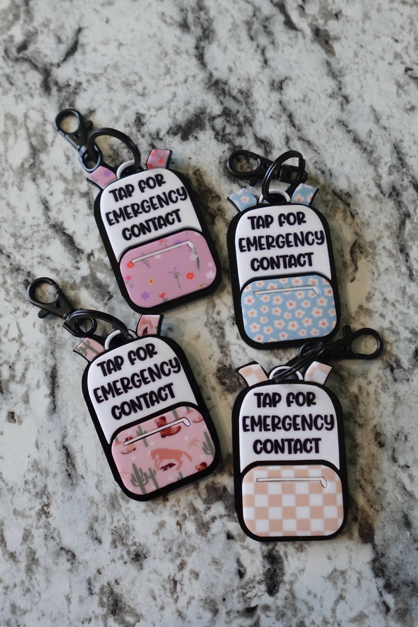 Emergency Contact Backpack Themed Keychain - NFC Tag Keychain
