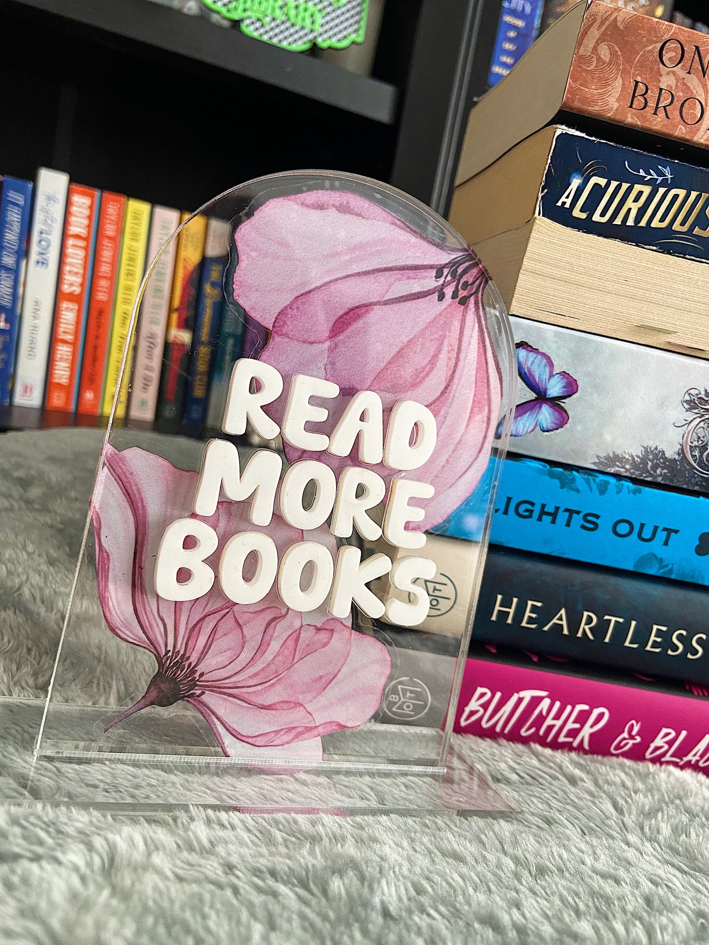 Clear Acrylic Floral Custom Library Sign