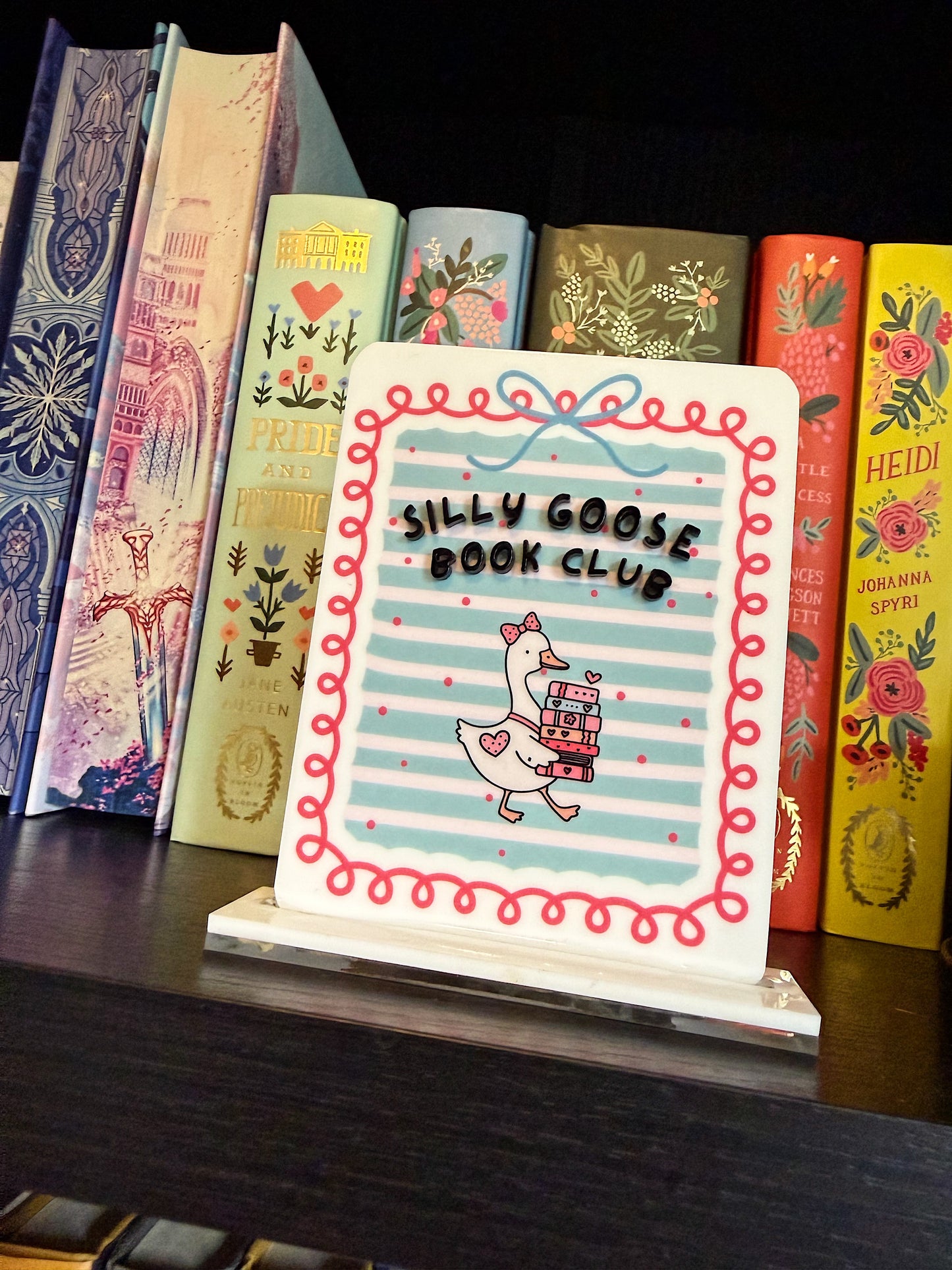 Silly Goose Book Club Bookshelf Sign
