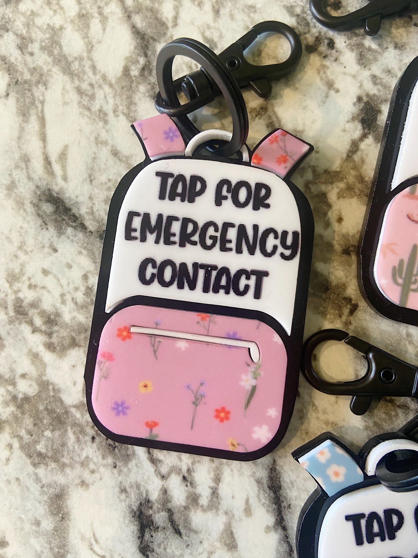 Emergency Contact Backpack Themed Keychain - NFC Tag Keychain