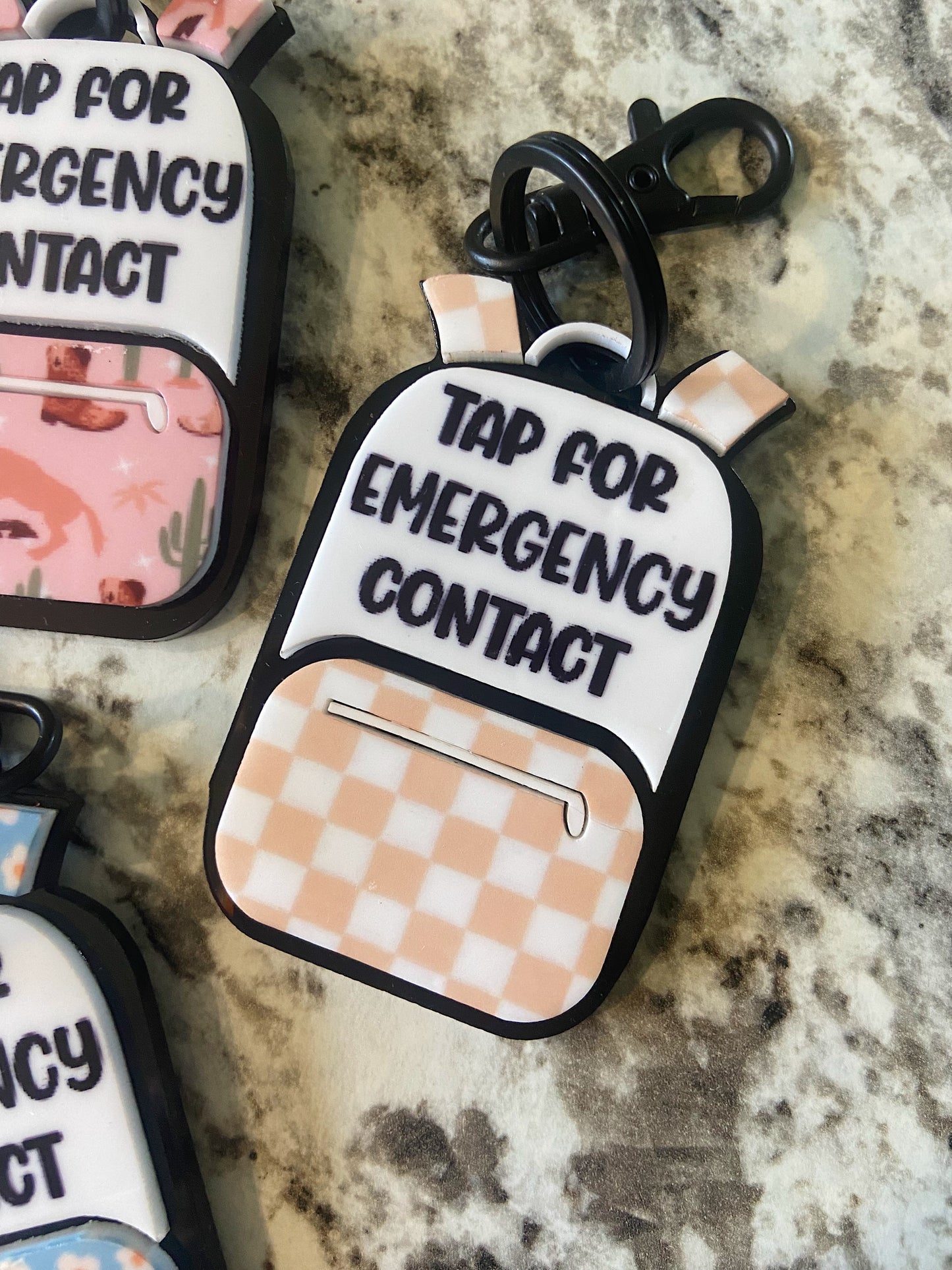Emergency Contact Backpack Themed Keychain - NFC Tag Keychain