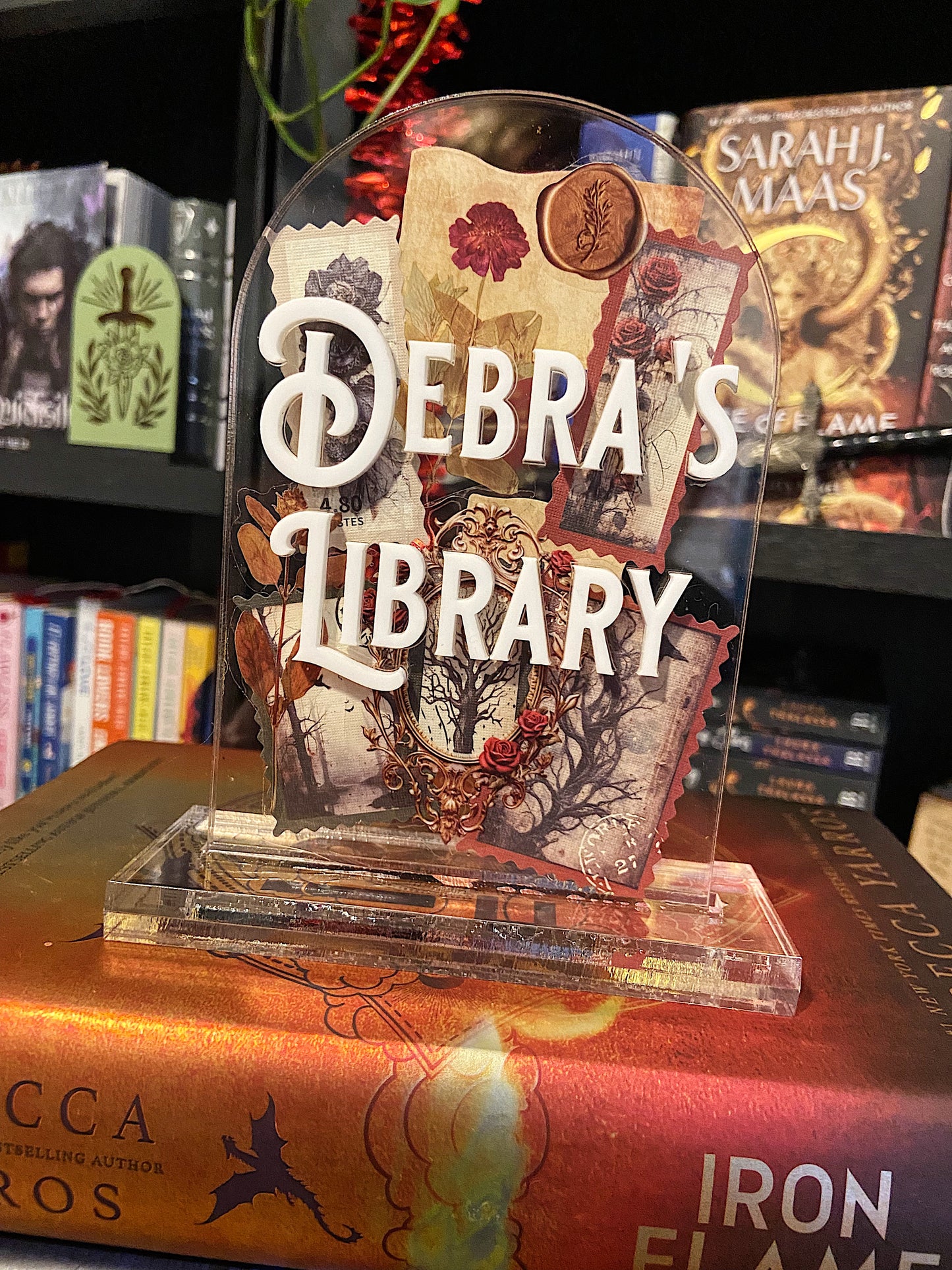 Clear Acrylic Gothic Dark Academia Themed Custom Library Sign
