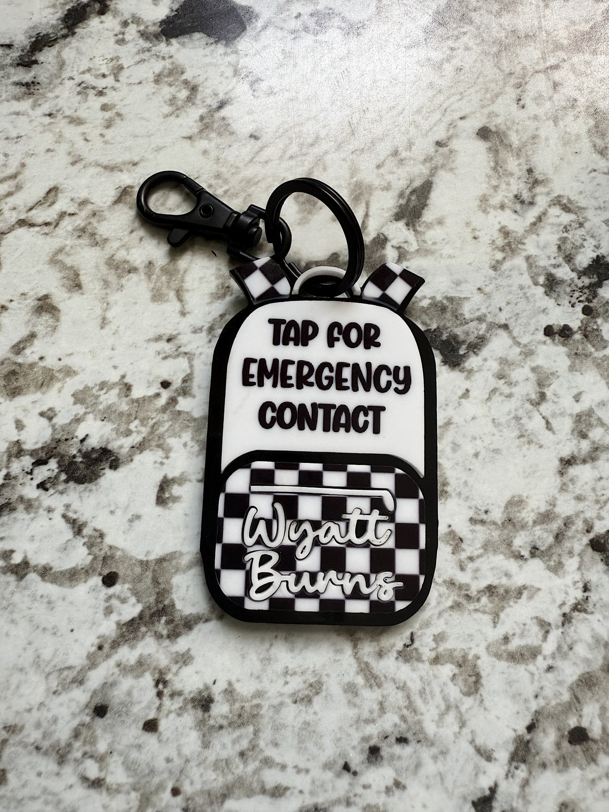 Emergency Contact Backpack Themed Keychain - NFC Tag Keychain