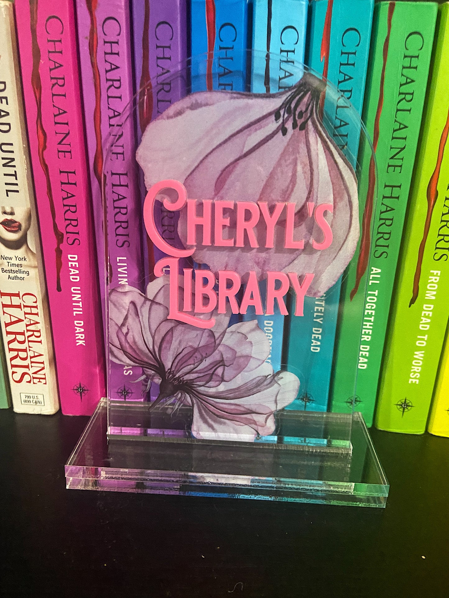 Clear Acrylic Floral Custom Library Sign