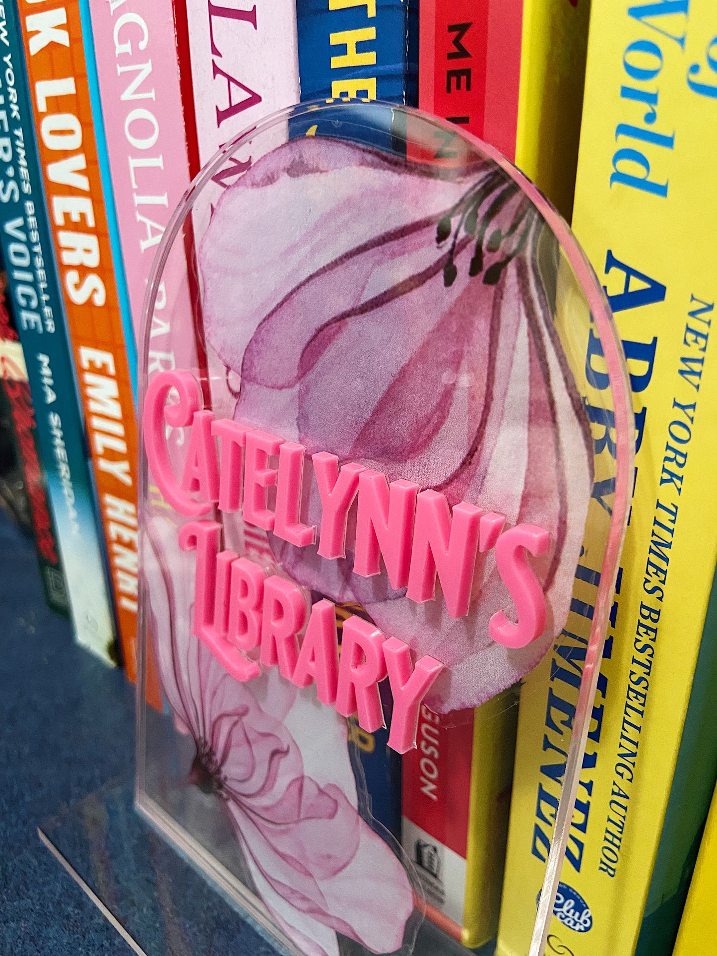 Clear Acrylic Floral Custom Library Sign