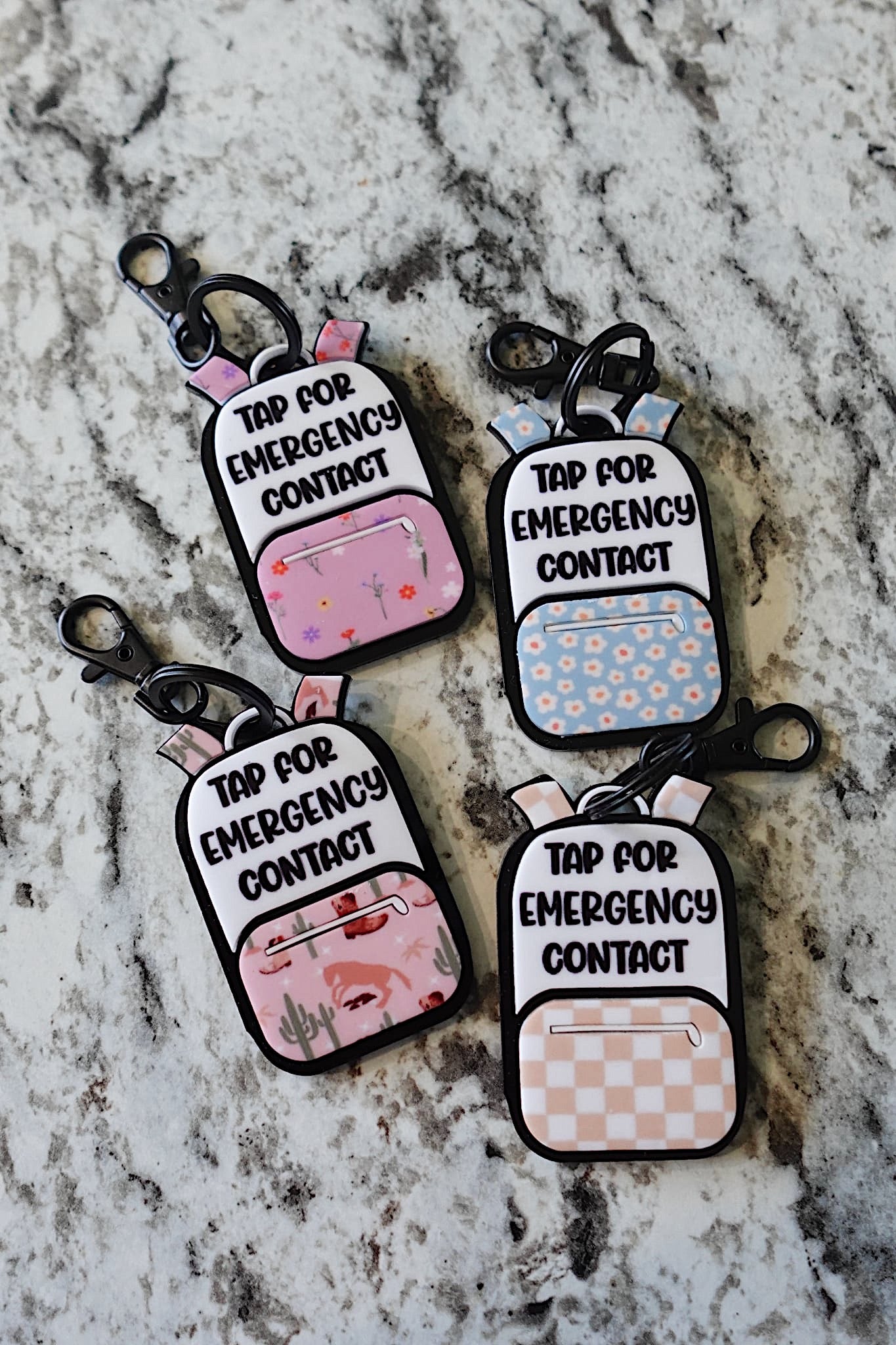 Emergency Contact Backpack Themed Keychain - NFC Tag Keychain