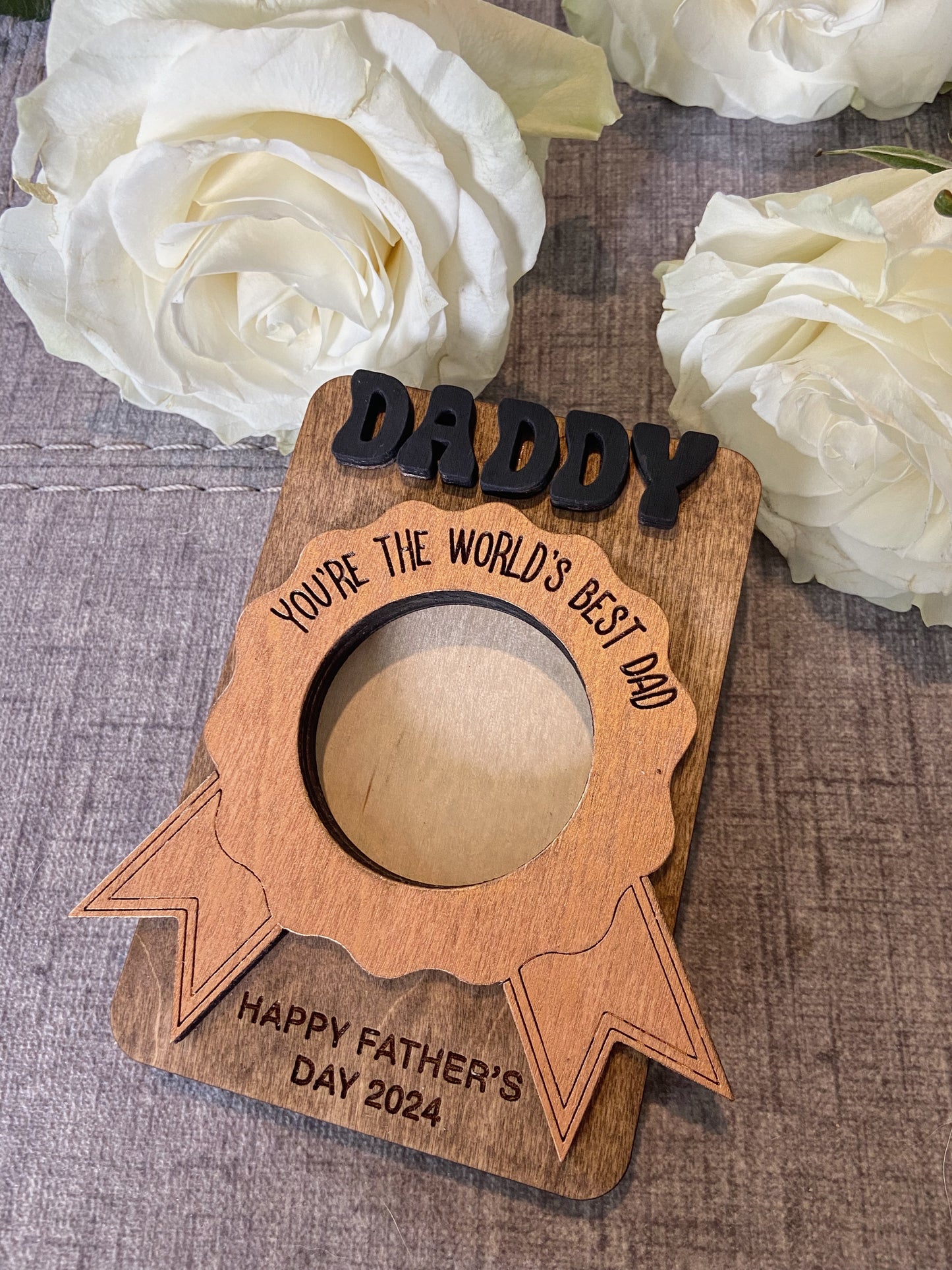 Best Dad Award - Sun Visor Picture Frame or Fridge Magnet - Dad, Step-Dad, Grandpa, Pawpaw