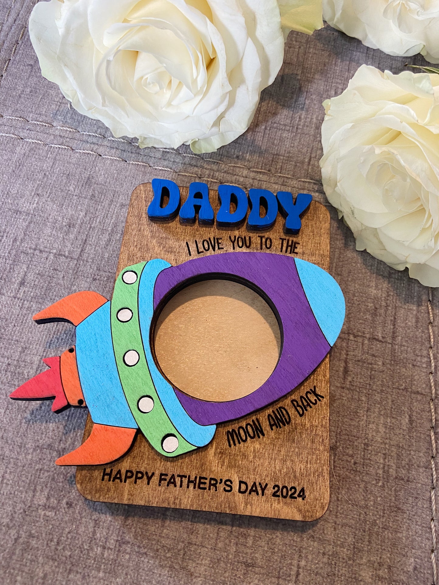 To the Moon and Back- Sun Visor Picture Frame or Fridge Magnet - Dad, Step-Dad, Grandpa, Pawpaw