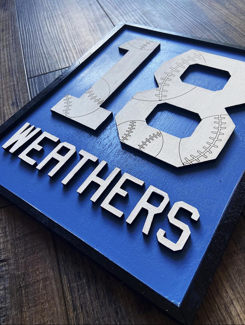 Baseball Themed Sign - Sports Jersey Name & Number Sign (Custom)