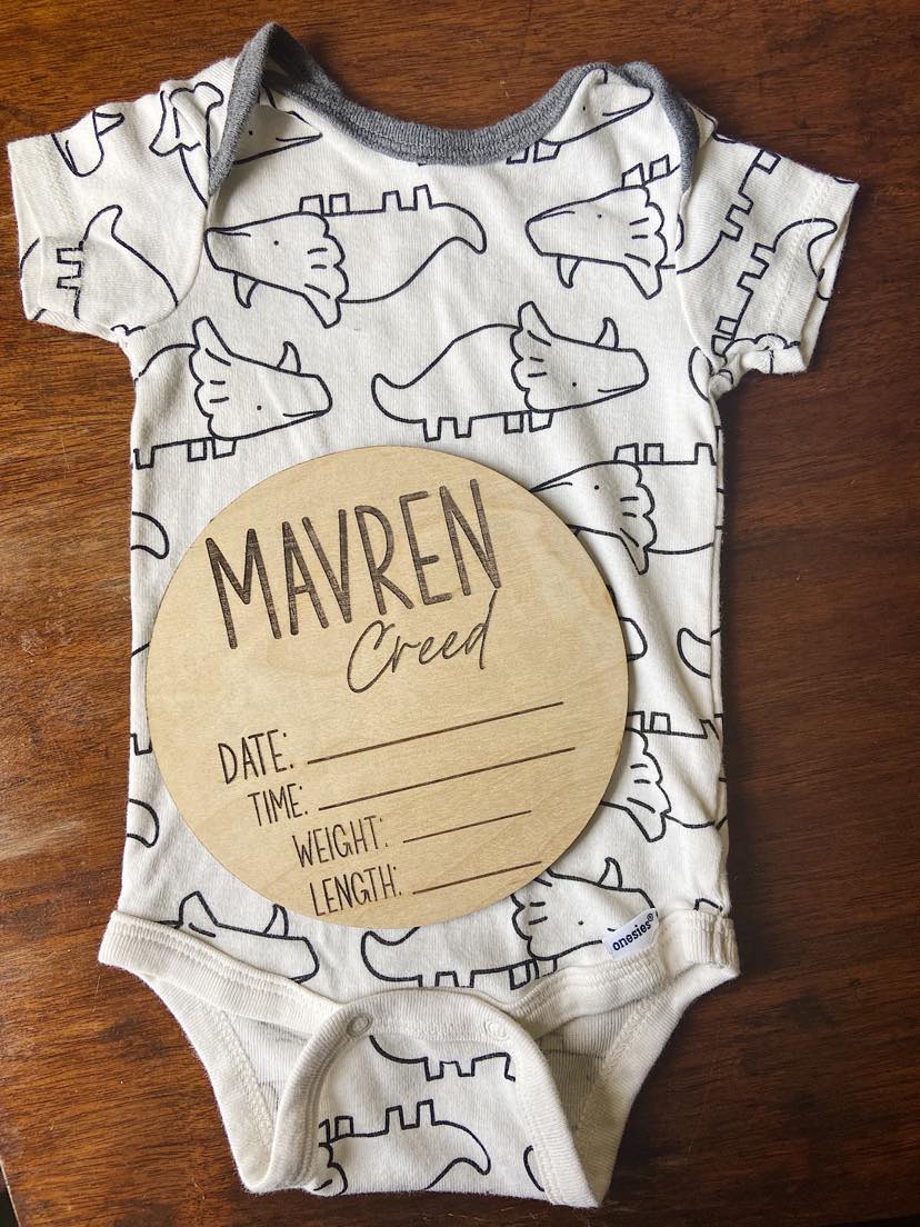 Newborn Baby Birth Announcement Custom Round