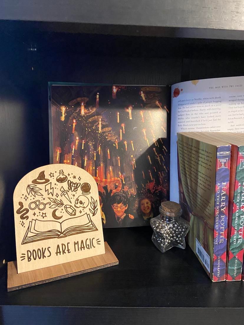 Books are Magic Bookshelf Sign, Library Sign, Plaque