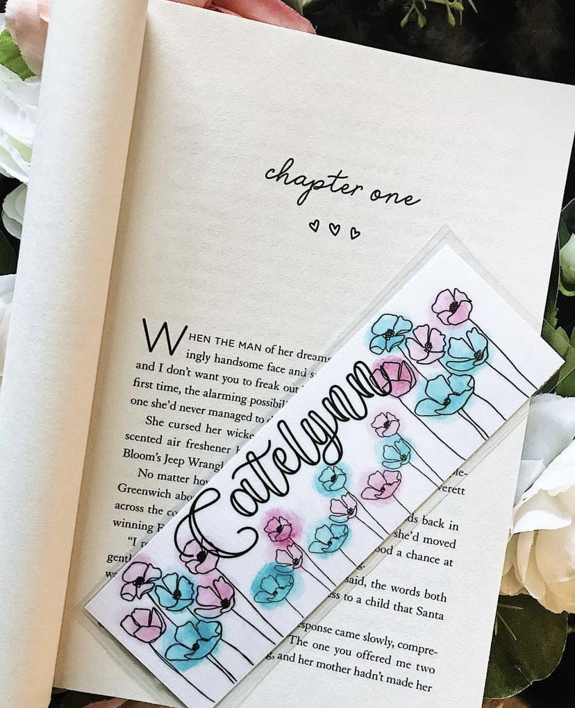 Floral Watercolor Bookmark with Name Personalization