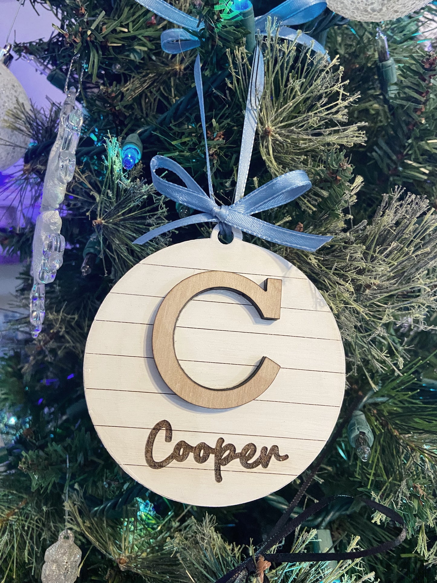 Christmas Ornament - Name Initial with Name Engraved