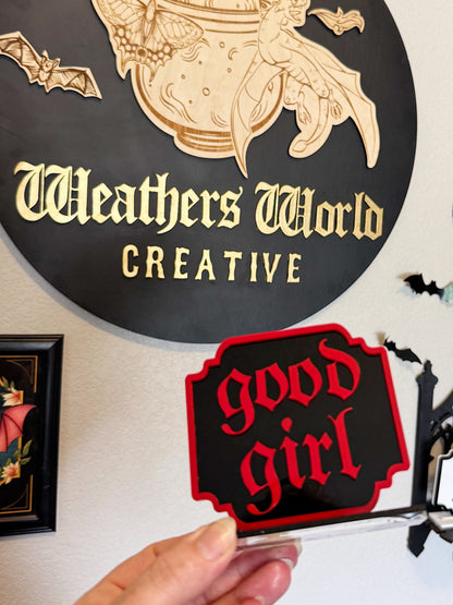 Good Girl Bookshelf Signs
