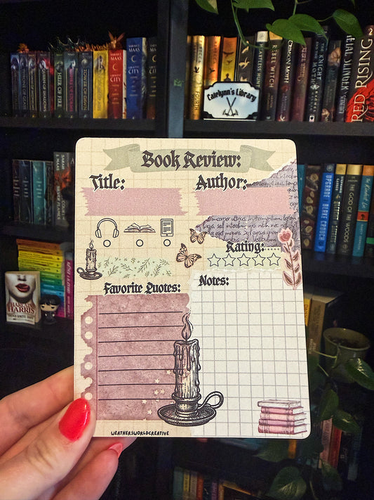 Dark Academia Themed Book Review Notepad