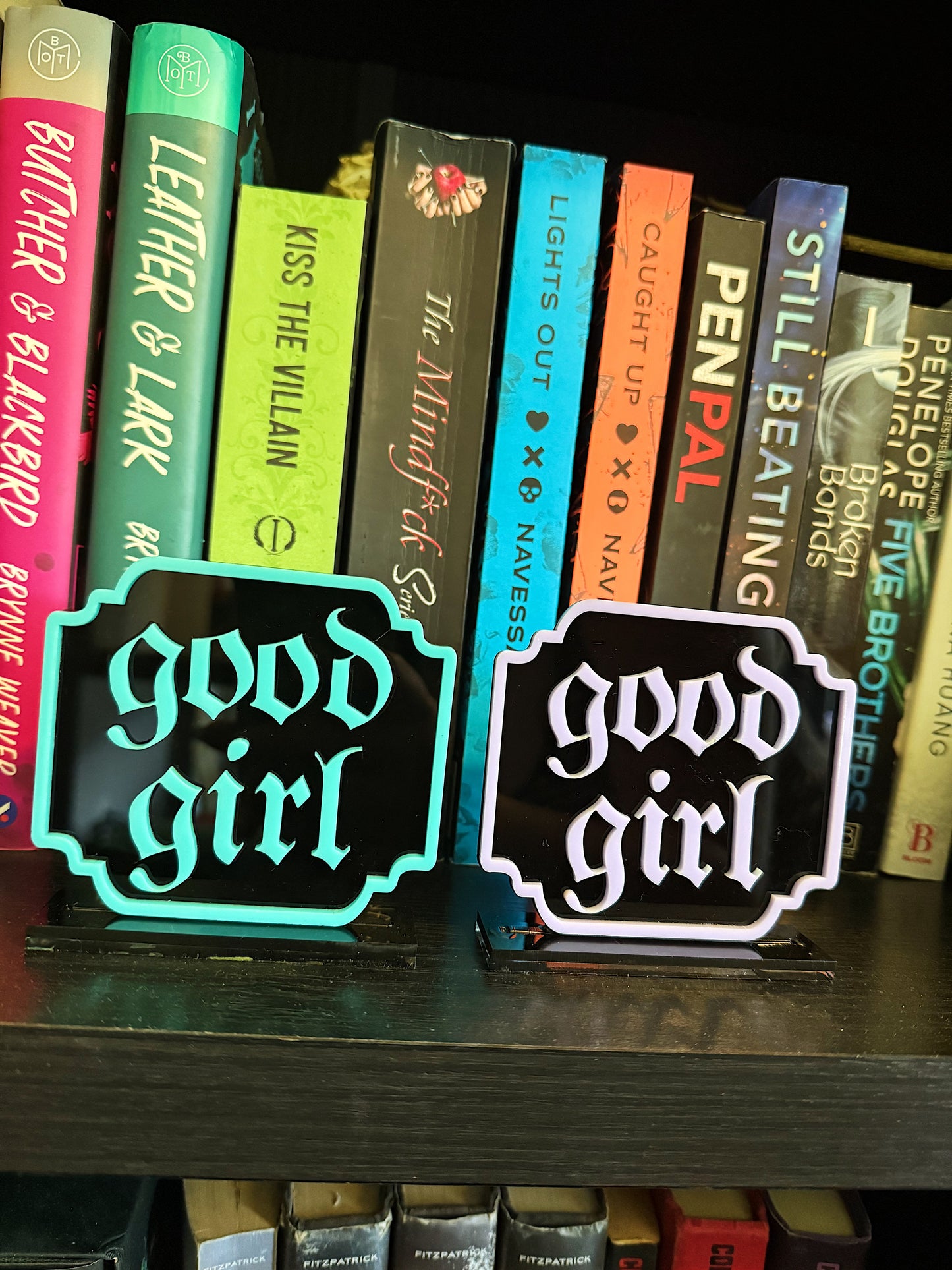 Good Girl Bookshelf Signs - customizable