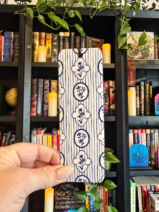 Dainty Blue & White Acrylic Bookmark