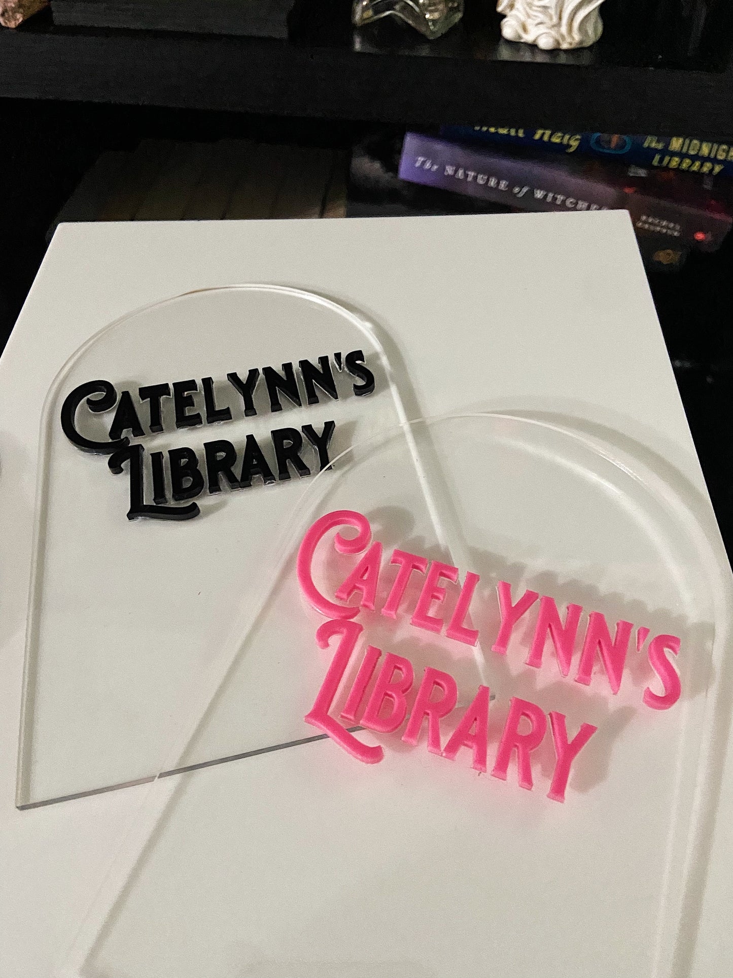 Clear Acrylic Gothic Dark Academia Themed Custom Library Sign