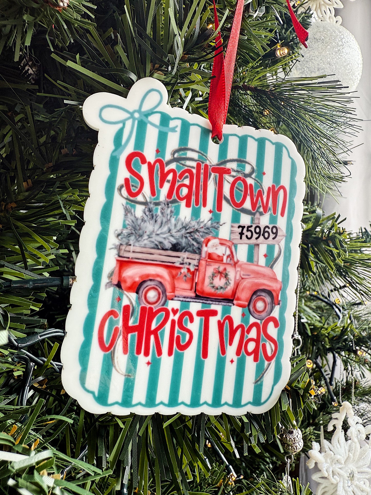 Custom Zipcode Ornament - Small Town Christmas