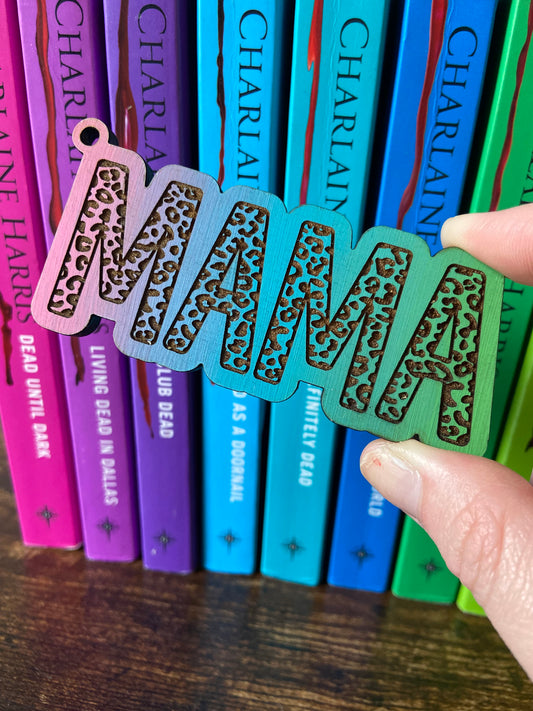 Pastel Ombre MAMA Leopard Print Keychain