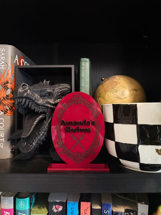 Dibs on the Villain - Engraved Swords bookshelf sign