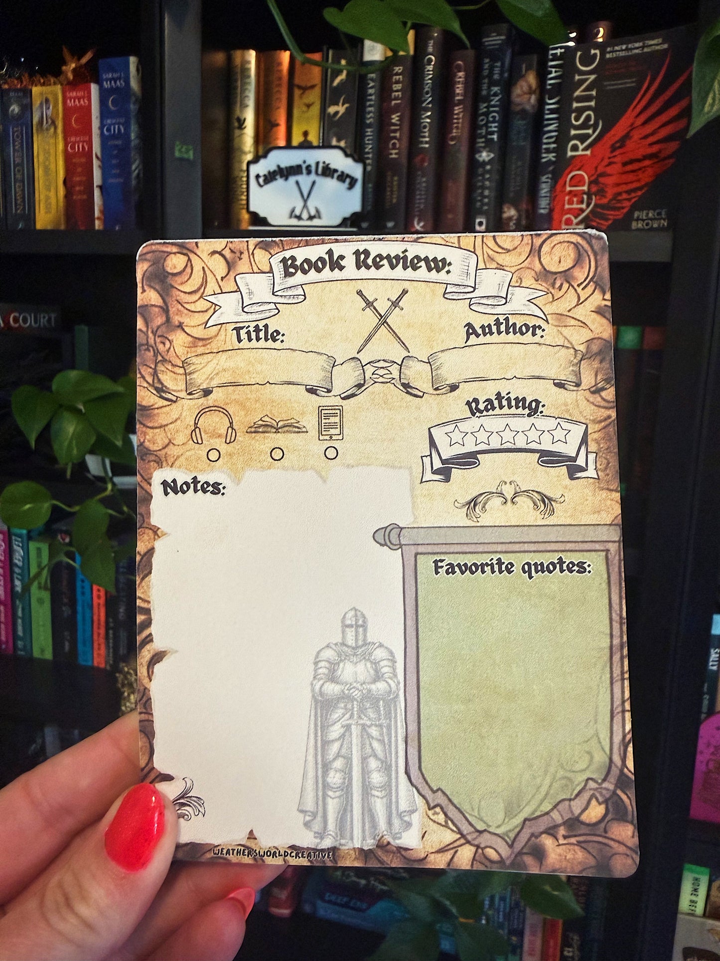 Medieval Fantasy Knight Themed Book Review Notepad