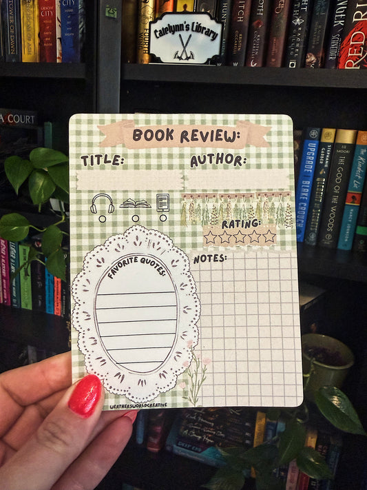 Cottagecore Themed Book Review Notepad