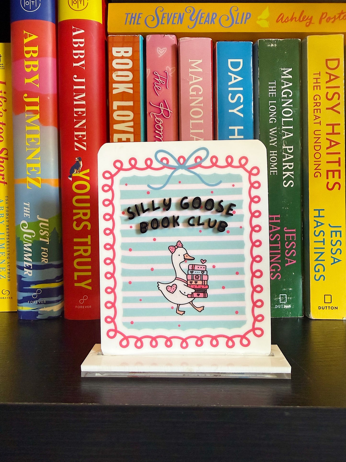 Silly Goose Book Club Bookshelf Sign