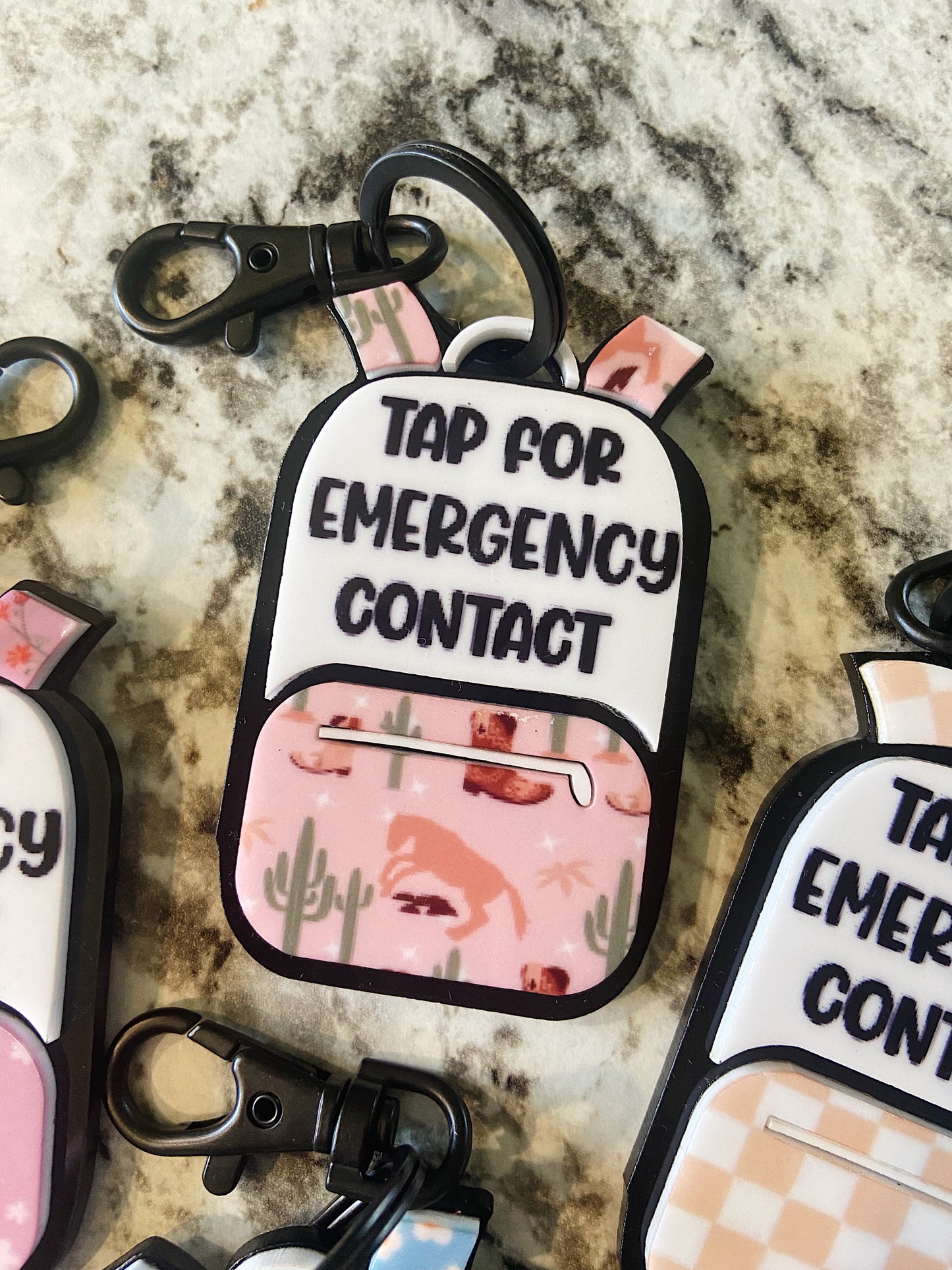 Emergency Contact Backpack Themed Keychain - NFC Tag Keychain