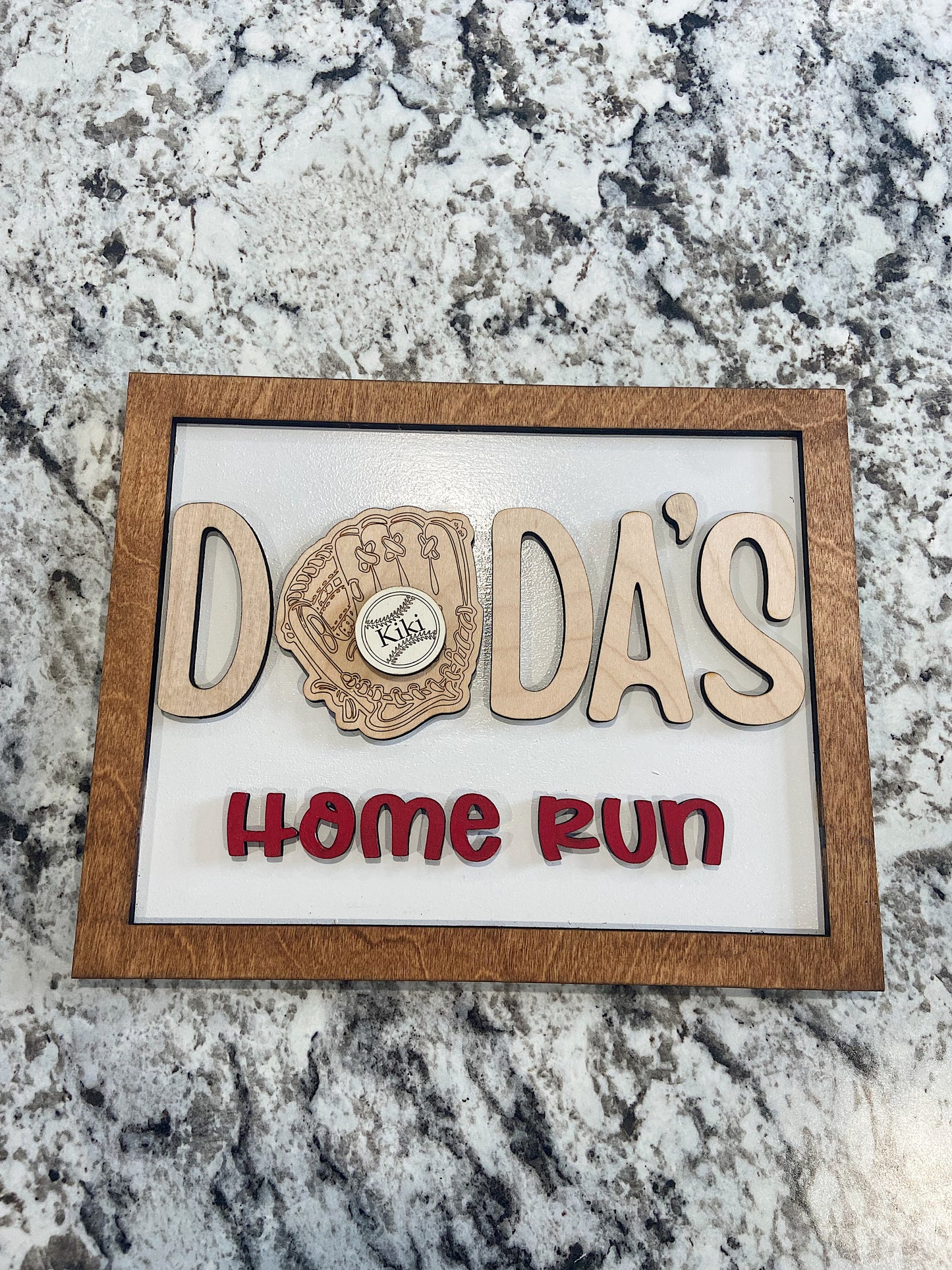 Dad's Home Runs Custom Baseball Themed Sign