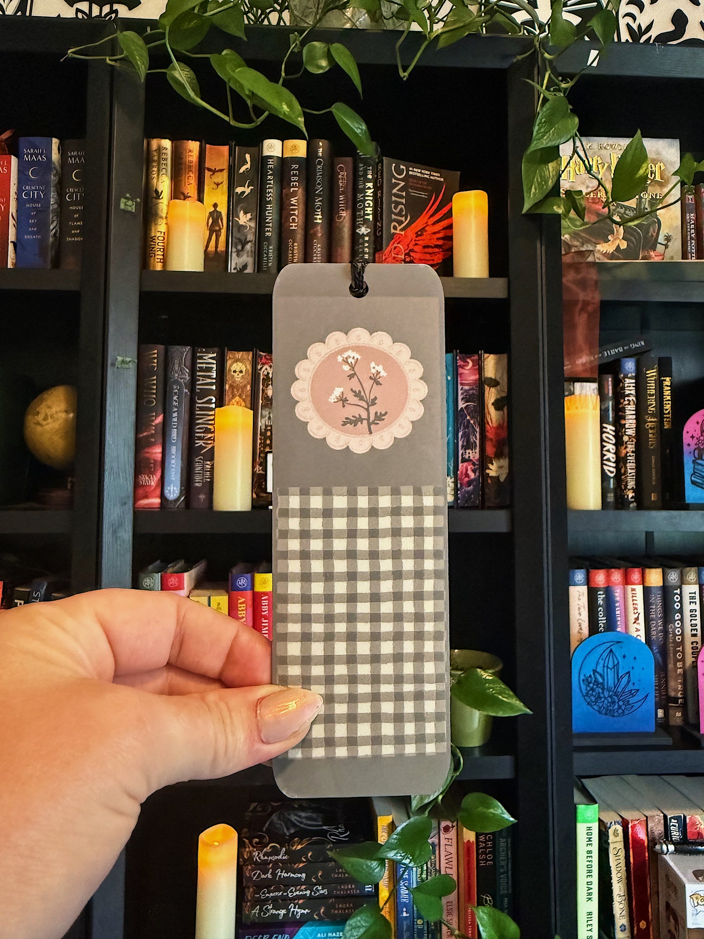 Green Gingham Pattern Acrylic Bookmark