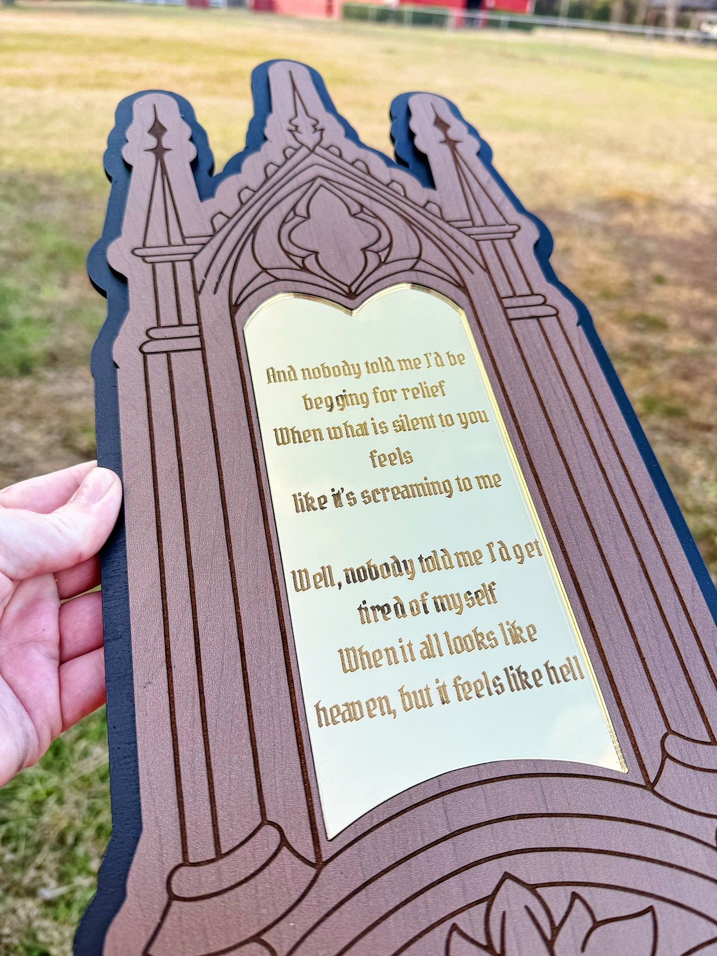 Gothic Cathedral Window Wall Decor - Custom Text Only