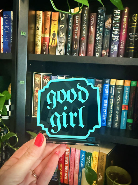 Good Girl Bookshelf Signs - customizable