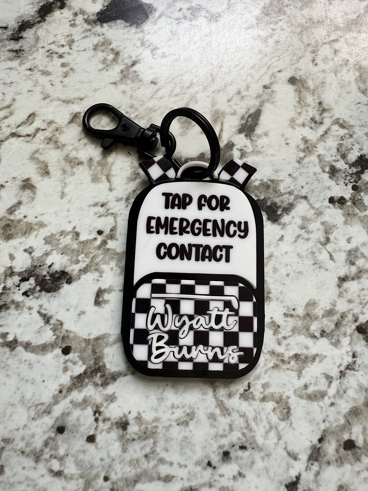 Emergency Contact Backpack Themed Keychain - NFC Tag Keychain