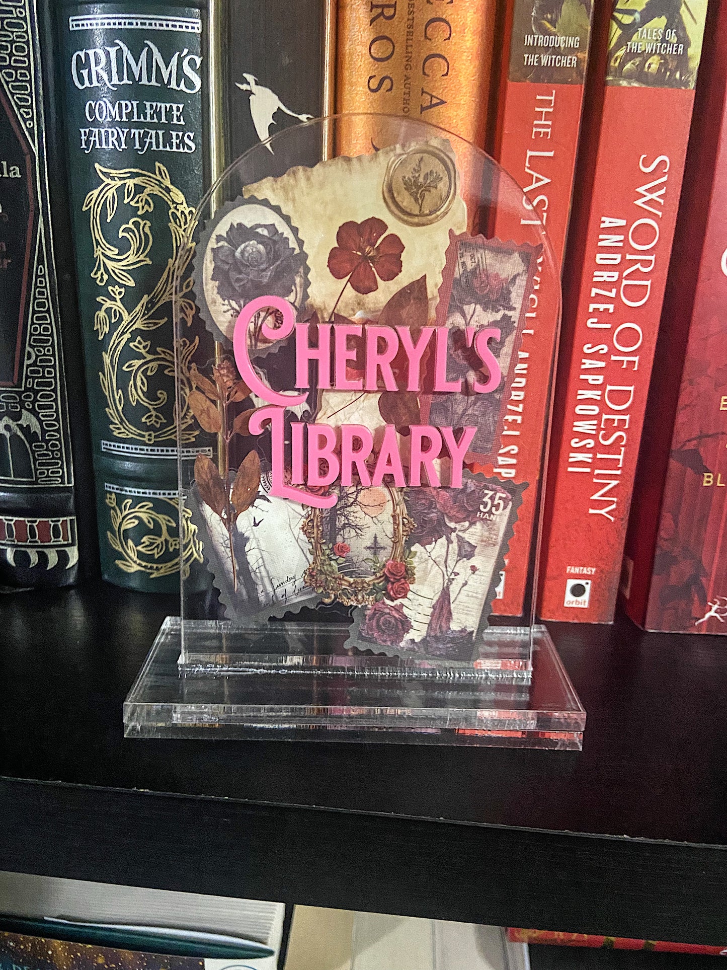 Clear Acrylic Gothic Dark Academia Themed Custom Library Sign