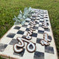“You, me, and the kids” custom wood sign - Checker or Cow Print