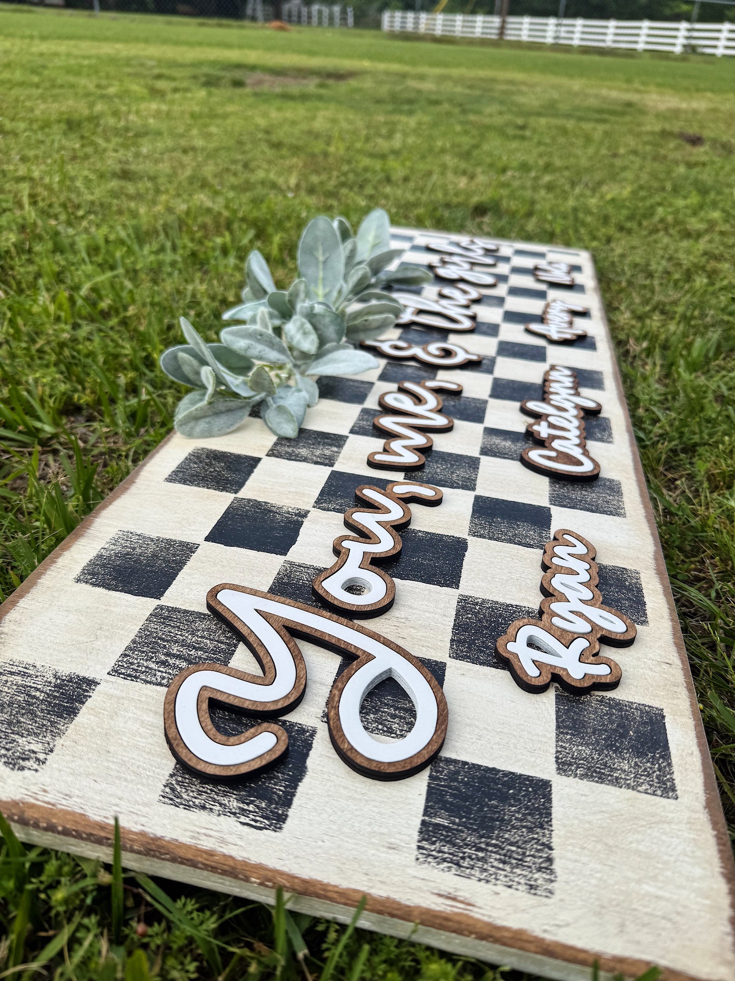 “You, me, and the kids” custom wood sign - Checker or Cow Print
