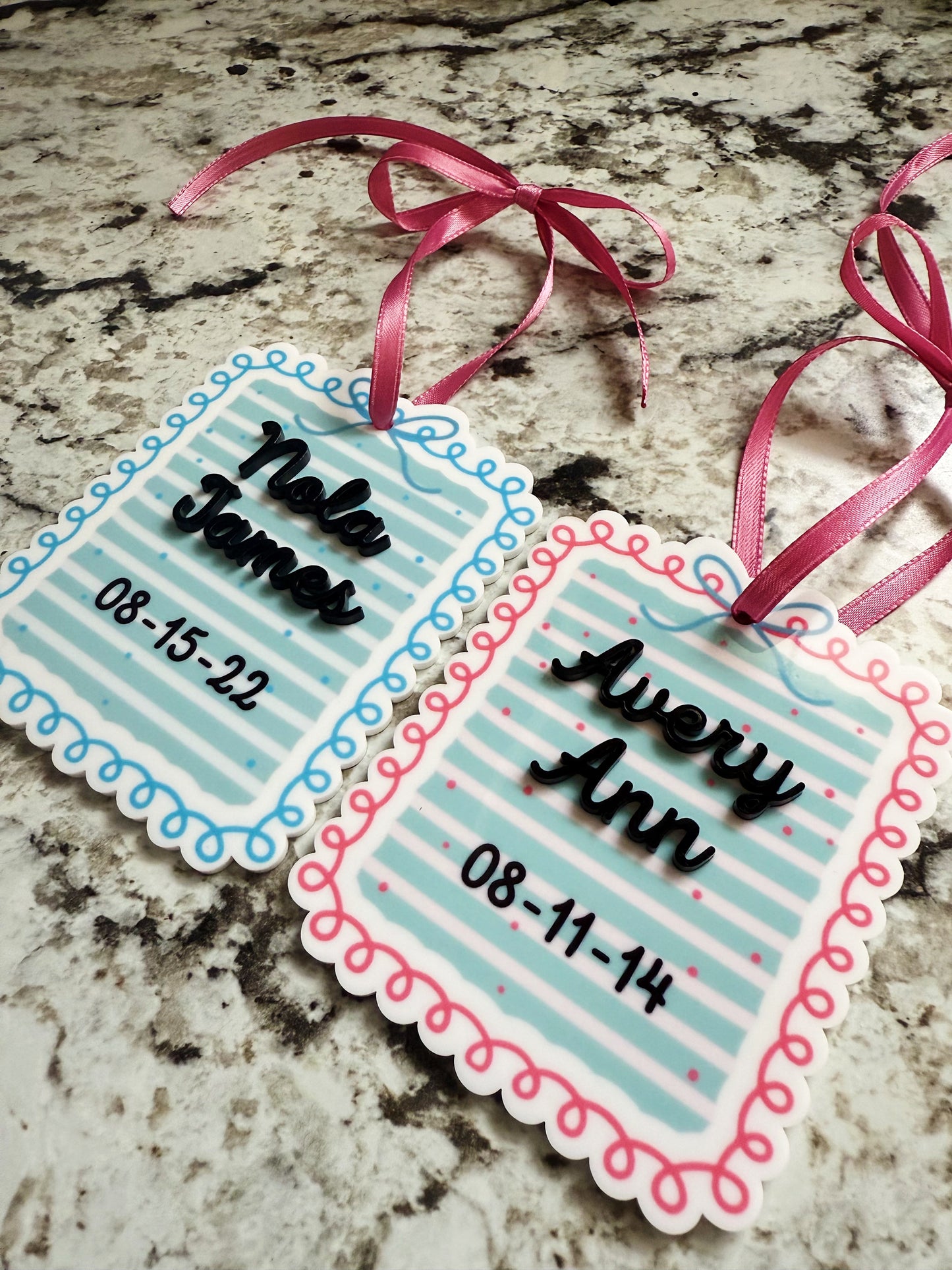Custom Cut Acrylic Ornament - Name and Birthday