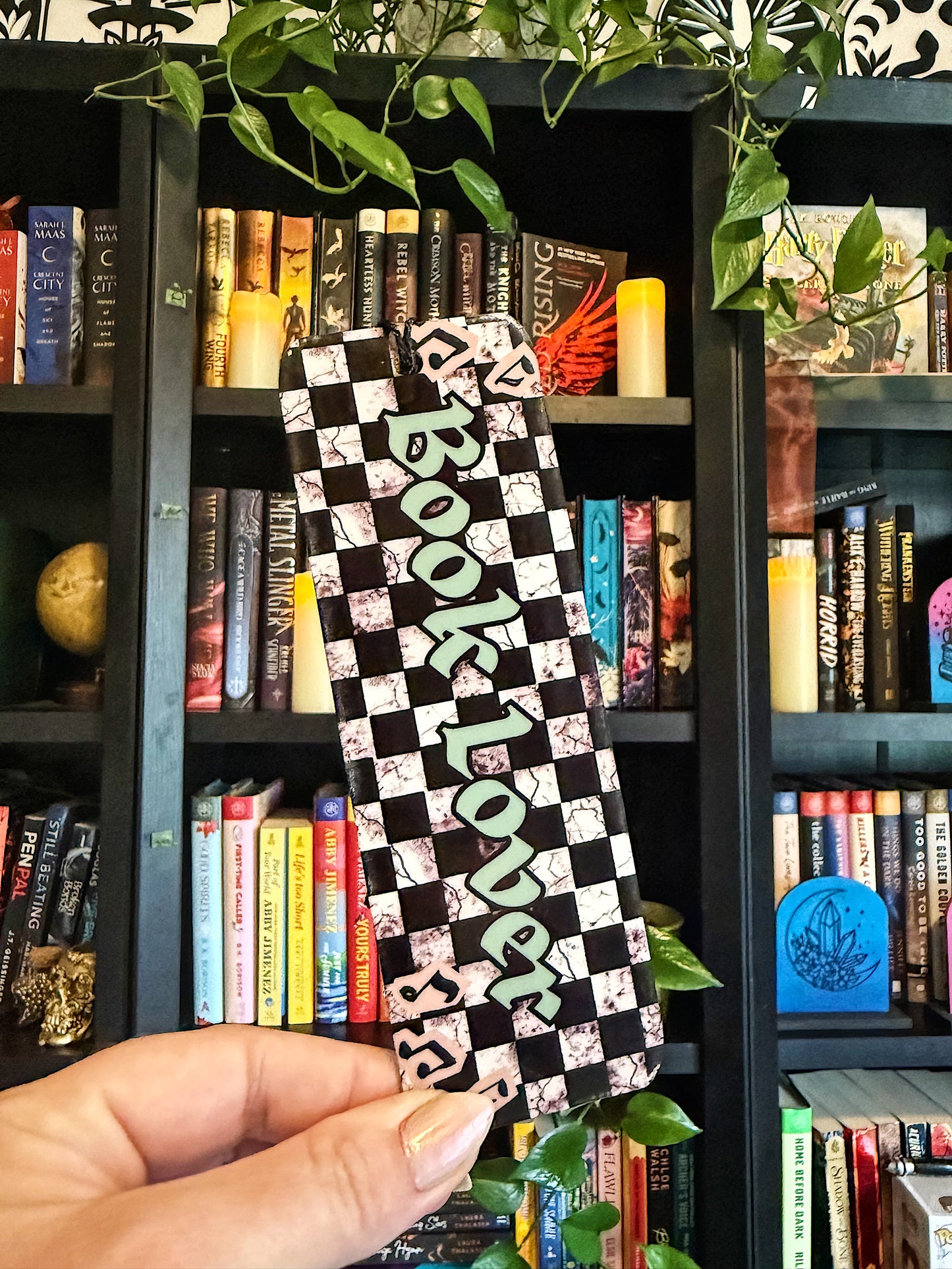 Checkered Book Lover Acrylic Bookmark