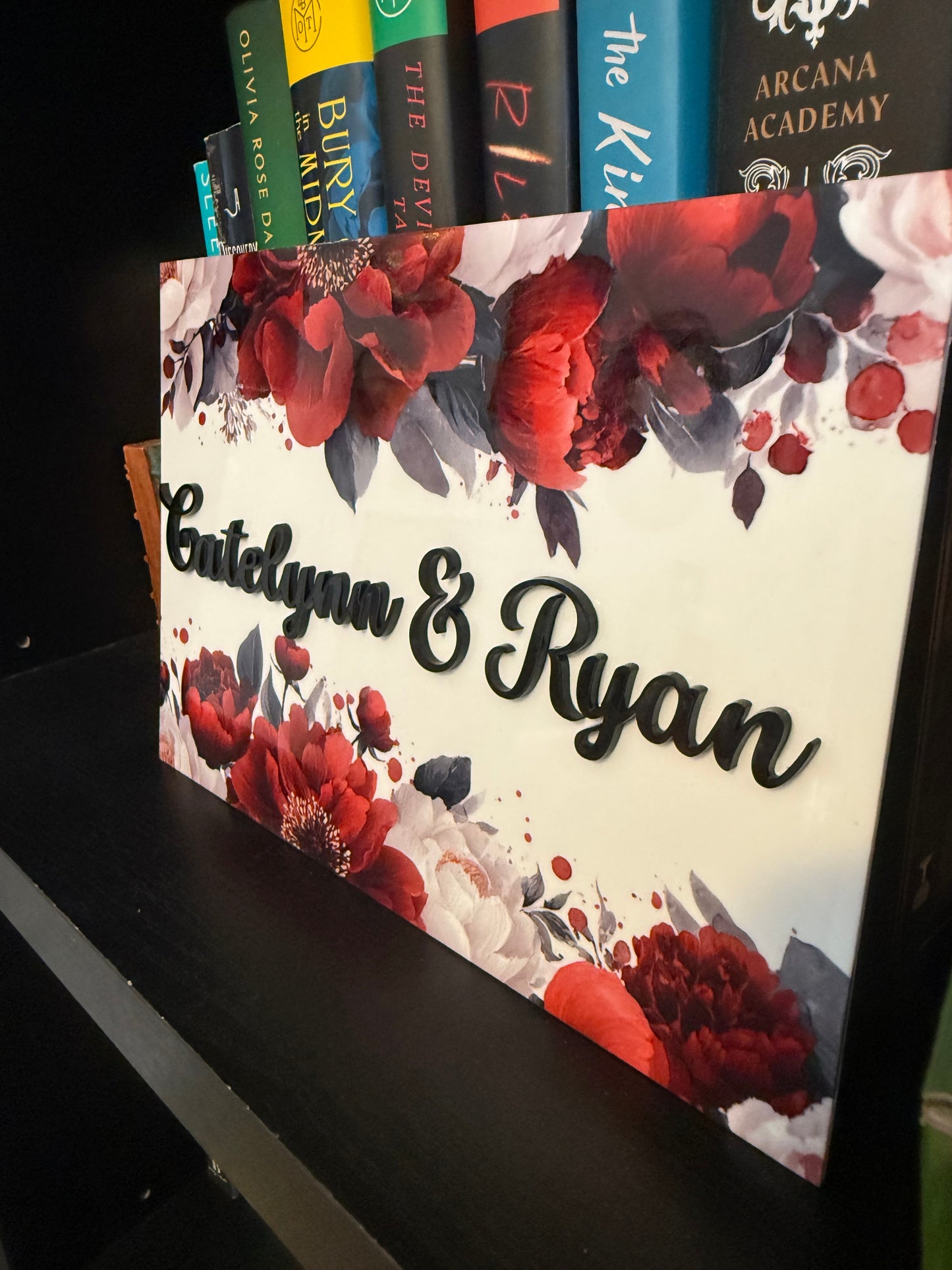 Red Floral Mantelpiece Wedding Decor, Customizable