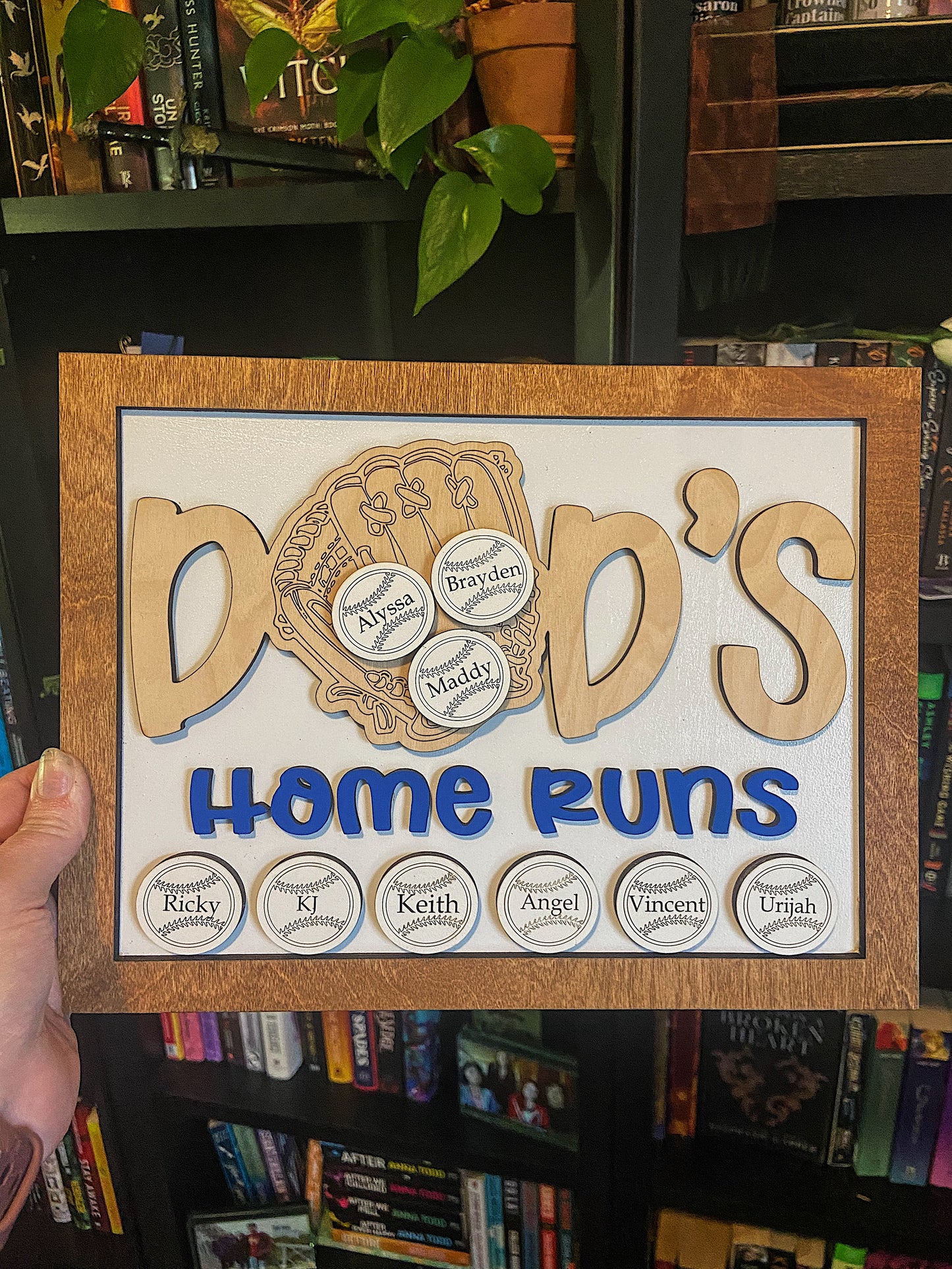 Dad's Home Runs Custom Baseball Themed Sign