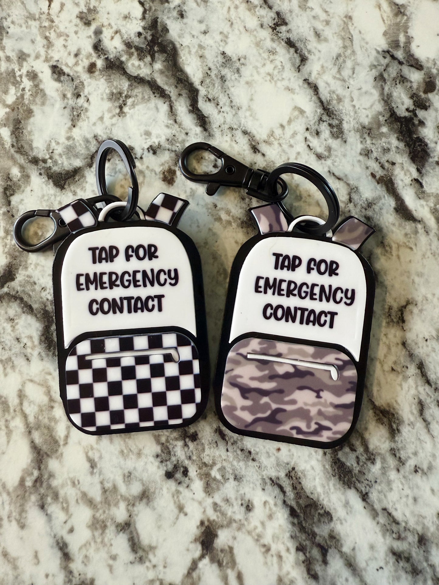 Emergency Contact Backpack Themed Keychain - NFC Tag Keychain