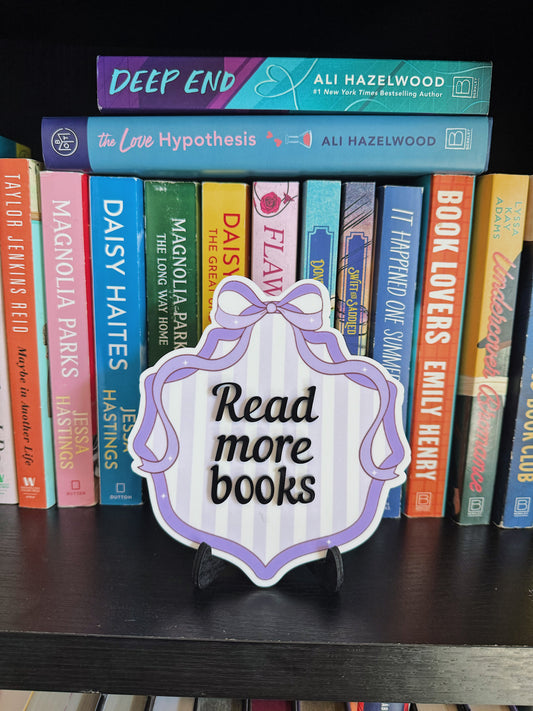 Purple Bow Customizable Bookshelf Plaque, Bookshelf Sign