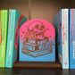 Bookshelf Sign, Library Sign - Ombré  Skull and book stack