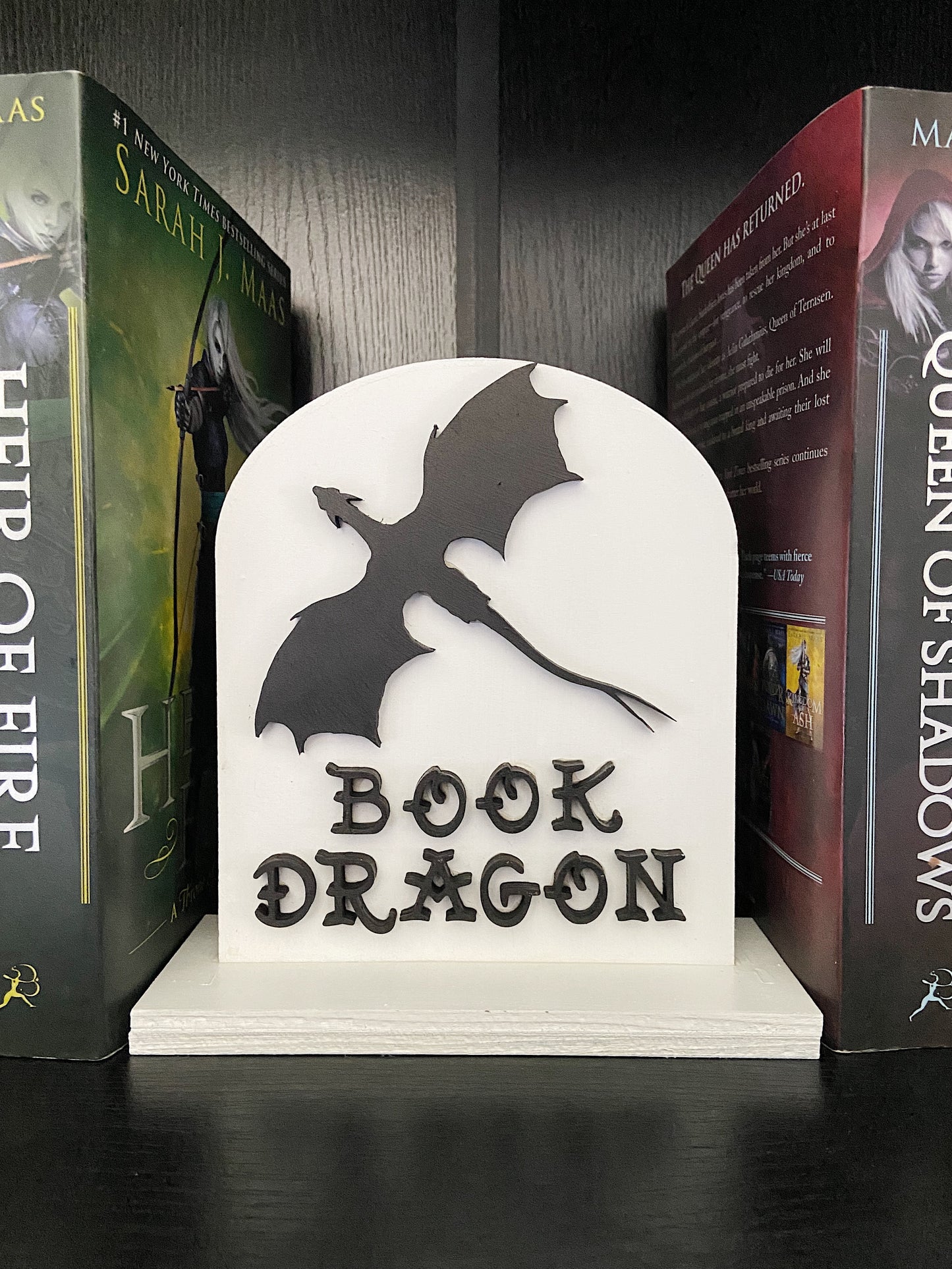 Bookshelf Sign, Library Sign - Book Dragon